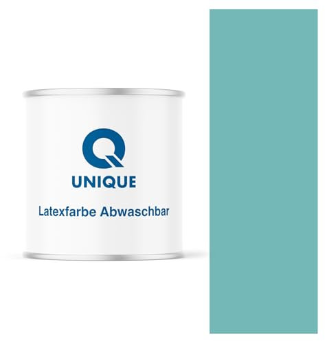 Q UNIQUE Latexfarbe ABWASCHBAR 2L (ca.14m2) Türkis, Waschbare, hochdeckende, tiefmatte Latexfarbe auf Basis von Ethylen-Vinylacetat-Copolymer. VOC-frei, geeignet für Wände/Decken in Innenräu