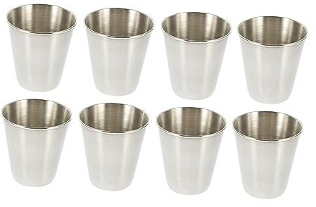 MAGICLULU 8 Pièces Coupé à Vin Acier Inoxydable Petite Coupe à Vin Portable Blanc Pour Liqueur