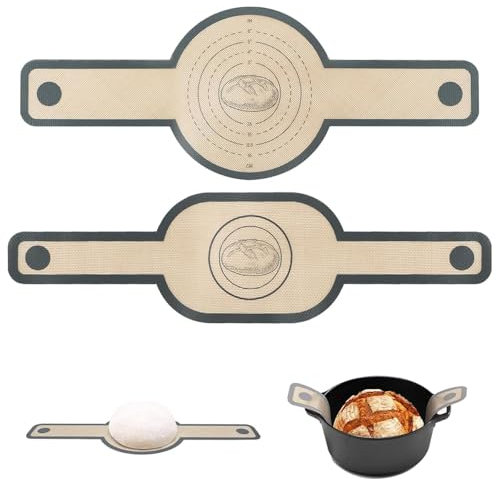 Silicone Bread Sling for Dutch Oven - Non-Stick Reusable Baking Mat Set with Heat-Resistant Handles, Eco-Friendly Sourdough Baking Supplies (Round & Oval)