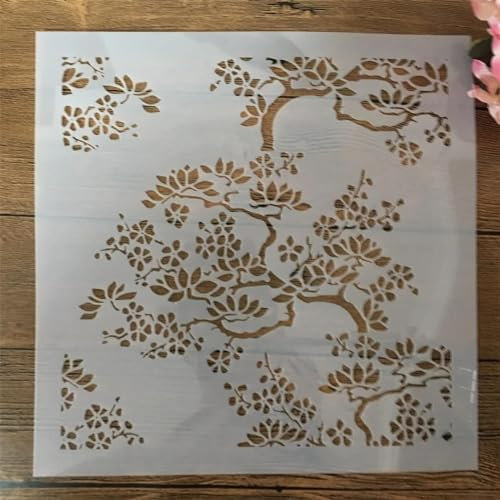 Schablonen zum Malen auf Holz, 30 x 30 cm, Baumzweige und Blätter, wiederverwendbare Malvorlagen für DIY, Handwerk auf Holz, Wand, Leinwand, Heimdekoration