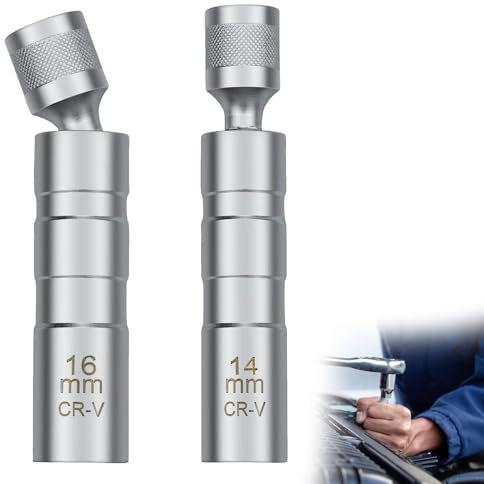 ZFRITP 2 Pièces Cle a Bougie,Cle a Bougie Magnétique,Douille Bougie 14mm & 16mm,Universel Magnétique Clé à Bougie Allumage, Outil de Démontage de Bougies,Outil de Retrait de Bougie D'allumage.