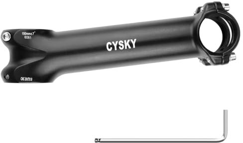 CYSKY 31,8 Fahrrad Vorbau 140mm 150mm Extra Länge 7° 12° 17° 25° Grad für 31.8mm Lenkerklemmung 1-1/8 28,6mm Lenkerrohr, für Rennrad, Mountainbike, Gravel, Hybrid, E-Bikes