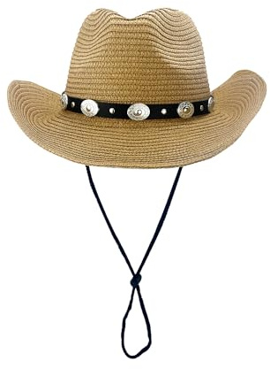 Women Straw Cowboy Hats, Sparkly Western Cowgirl Hat for Holiday Party, Foldable Vacation Beach Sun Hat with Wide Brim