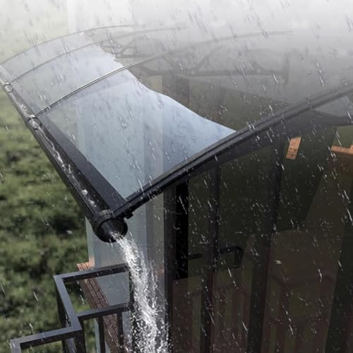 Transparent Polycarbonate Door Canopy, 60x120cm (24x47), Self-Cleaning, Aluminum Brackets, Modern Pult Roof Awning for Front Door, Weather Protection.