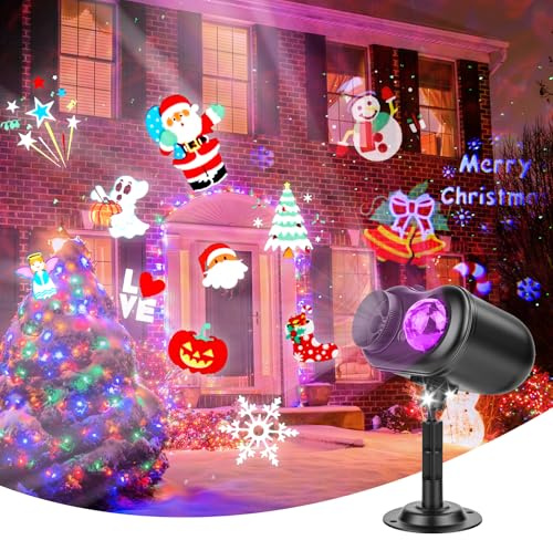 SternSinn® Projektor Weihnachten Aussen mit Timer und Fernbedienung, Doppelter Kopf LED Schneeflocken Projektor, für Weihnachtsdeko outdoor, Festivalveranstaltungen, Indoor, Party, Gartendekoration