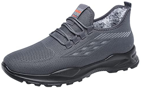 cfpqv Scarpe invernali da uomo foderate, calde, invernali, da lavoro, da trekking, da neve, per attività all'aria aperta, da sport, grigio., 42 EU