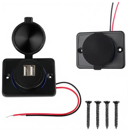 Lot de 2 prises USB pour voiture, double prise USB pour voiture, prise USB 12 V, camping-car, chargeur encastrable 12 V-24 V en ABS pour camping-car, moto, bus et bateau, charge rapide pour appareils