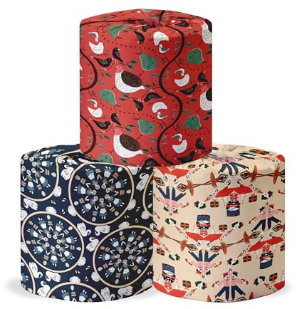 Bumboo Bamboo Toilet Roll 48 Pack | 12 Days of Christmas Toilet Paper 3 ply, 300 Sheets | Eco Friendly Toilet Paper Bulk | Plastic-Free, Soft, Strong, Sustainable & Biodegradable Loo Roll