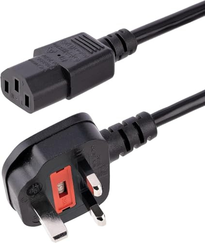 3 Pin Power Cable Adapter Cord, Black, Power Cord, Male-to-Female, 1.5 Meters, 230V AC, Compatible with Laptops, PCs, Monitors, Printers and More Devices (1M)
