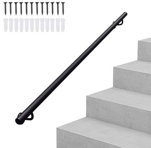 Corrimano per scale 1m 1,5m 2m 2,5m 3m, per interno ed esterno, montaggio a muro, antiscivolo, stile industriale in ferro battuto(180cm)