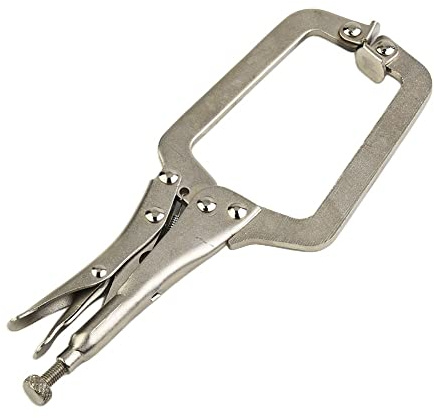 Gettimore 22,9 cm Stahl-C-Klemm-Verriegelungszange mit Drehschraube für Schweißen, Holzbearbeitung und Zapfenlokation, 23 cm breites Backen-Spannwerkzeug, Silber
