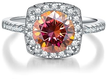 2ct Moissanite Ringar D Färg VVS1 Diamantringar 925 Sterling silver vigselringar Jubileumslöfte Förlovningsringar for kvinnor med certifikat(Red,8)