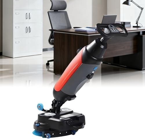 HuanEssentric Commercial Electric Floor Scrubber Tile Polisher,Carpet Extractor Power Scrub Brush,360°Rotating,Self Propelled,Convenient Cordless,for Tile,Hard,Concrete Red