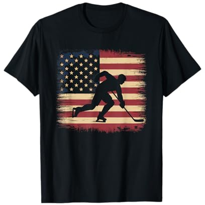 Camiseta De Hockey con Bandera Americana para Hombre Y Niña, Camiseta