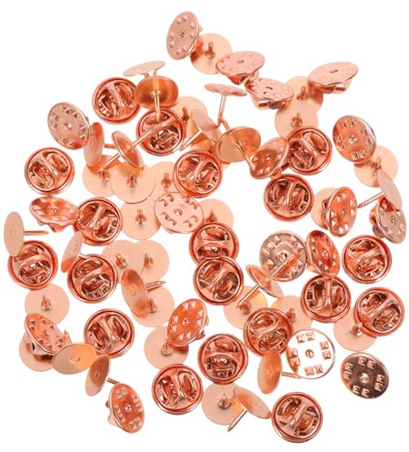 FINISPERSOO 50 Uppsättningar Pin Backs i Roséguld Professionella Stiftbaksidor för Broscher Slipsnålar Hattnålar och Märken med Säker Låsning och Smidig Öppning Idealiska för Gör-själv