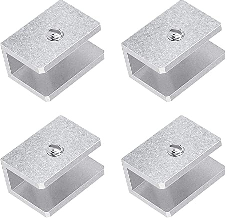 INCREWAY 4 Stück verstellbare Aluminiumlegierung, Glasklemme, Regalhalterung, Wandhalterung für 6–10 mm dickes Glas (rechteckig)
