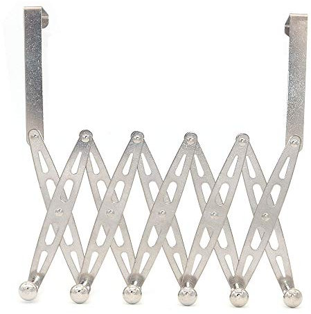 NUZAMAS Über Tür Haken Kleiderbügel Edelstahl 6 Haken für Garderobe Handtuch Hut Haken Heavy Duty Haken Kleiderbügel Rack Flexible Shaped-Schlafzimmer Badezimmer Küche