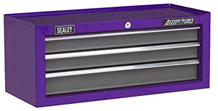 Sealey Mid-Box AP22309BBCP Coffre à outils 3 tiroirs avec glissières à roulement à billes Violet/gris
