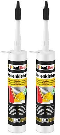 Isolbau Profi Folienkleber - 2 x 450 g Bauelastischer 1K Klebe-Dichtstoff zur Verklebung von Kunststofffolie, Dampfbremsen & Dampfsperren