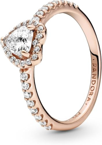 Pandora Timeless Ring Herz, 14-karätig Roségold-vergoldet, mit klarem Cubic Zirkonia