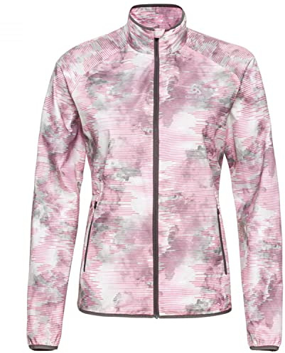 Odlo Damen Laufjacke ESSENTIAL PRINT, odlo concrete grey - festival fuchsia, L