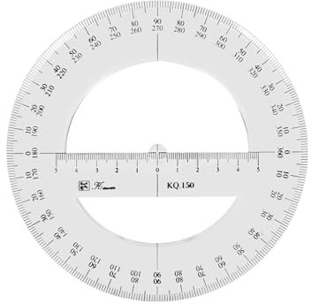 Rundwinkelmesser, 360-Grad-Kunststoff-Messwerkzeuge, Mathematik, organischer Halbkreis-Winkelmesser, Zeichenschablone, Designwerkzeug, Lineal, 15 cm, 2 Stück