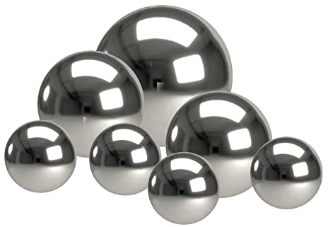 Spetebo Edelstahl Dekokugeln Silber - 7er Set in 4/6 / 8 cm - Metall Hohlkugeln zum Dekorieren und Basteln - Deko Hohl Garten Kugeln glänzend