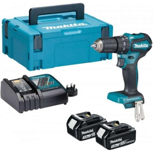 Makita Akku-Schlagbohrschrauber 18V DHP485RAJ - Bürstenloser Motor, LED-Arbeitslicht - Schlagbohren, Bohren, Schrauben - 21 Stufen, XPT-Staub- und Spritzwasserschutz - 182 x 79 x 255 mm, 1,8 kg