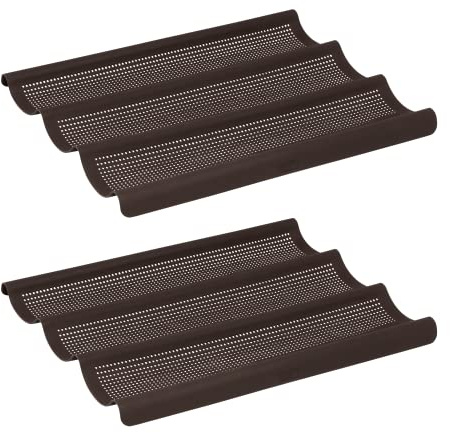 Lurch 585085 FlexiForm Baguette Set om 2/2 brödbakformar för 3 baguetter vardera (36 cm) tillverkade av 100% BPA-fri platina silikon, brun