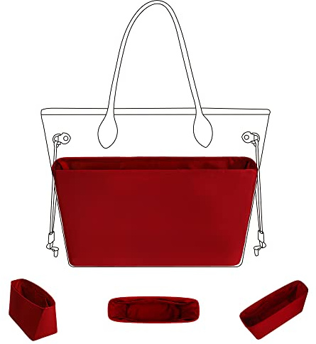 DGAZ Satin Handtaschen Organizer für Neverfull GM, Tascheneinsatz, Ruby