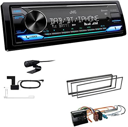 JVC KD-X482DBT 1-DIN Autoradio Media Receiver Digitalradio DAB+ Bluetooth Amazon Alexa USB Einbauset passend für Citroen C3 und C3 Pluriel 2002-2010 schwarz