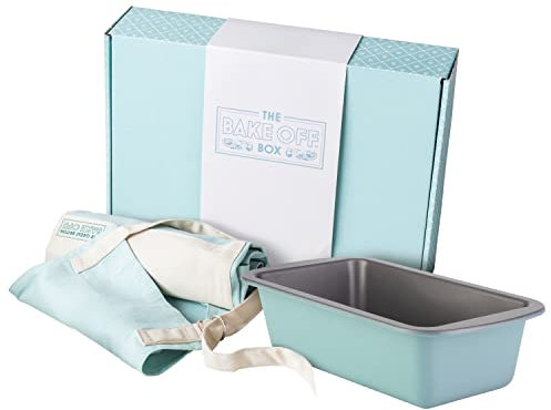 The Great British Bake Off Regali da forno, con grembiule ufficiale da forno per donne e uomini, teglia per pagnotta, prodotti da forno in acciaio al carbonio e tessuti in 100% cotone, con logo GBBO