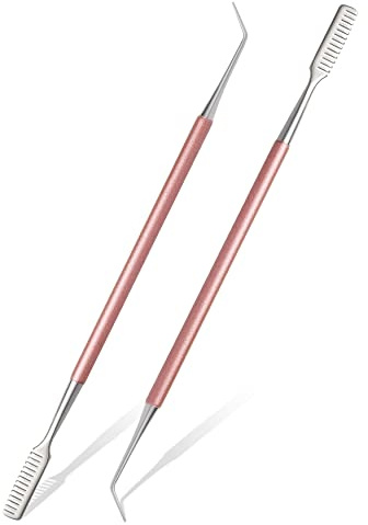 FVION 2PCS Peine Accesorio Levantar Pestañas Cepillo de Separador Pestañas Peine de Acero Inoxidable Aplicación de Extensione Lash Lift (Rosa)