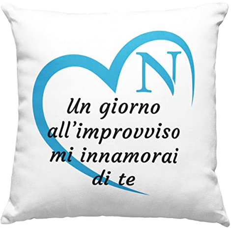 Vulfire Napoli federa per cuscino regalo Tifoso originale Idee Regali per lui e per lei pillow bianco sportivo calcio uomo donna - senza Imbottitura (40_x_40_cm, Bianco)