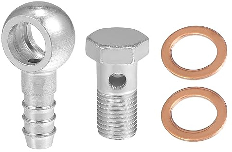 A ABSOPRO Raccord Banjo Adaptateur Argenté 1pc Pour Freinage Métal | Distribution D'Air Et Carburant, Moteur, Remplacement Raccord Banjo Cassé, 48x24mm, 14mm ID, 12mm OD, M14x1.5