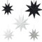 FainFun Étoile Papier à Suspendre, Étoiles à Suspendre, Décoration de Noël Plafond, Papier Étoiles pour Noël, Décoration de Sapin de Noël, de Chambre, de Salon, 3xΦ30cm, 2xΦ45cm (Noir/Blanc/Gris)