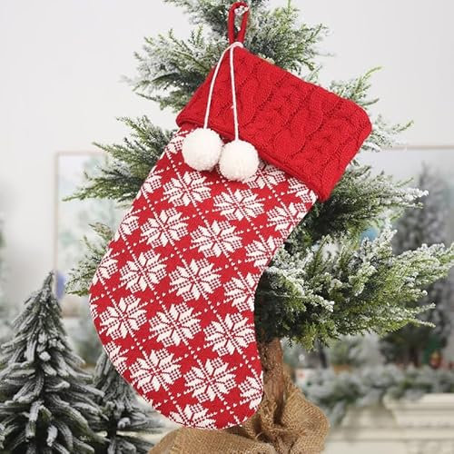 2 Stück Nikolausstiefel Nikolausstrumpf für Weihnachtsdeko,41 * 19cm Weihnachtsstrumpf Nikolausstiefel Geschenkbeutel Weihnachtsbaum Anhänger Weihnachten Geschenktüten für Weihnachtsdeko-Schneeflocke