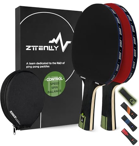ZTTENLLY Ping Pong Paddel mit Carbon-Technologie | Performance-Serie, 5-lagige feinste Klinge, Expertenkontrolle, dickere Schutztasche | Tischtennisschläger für Profi- oder Trainingsspiele
