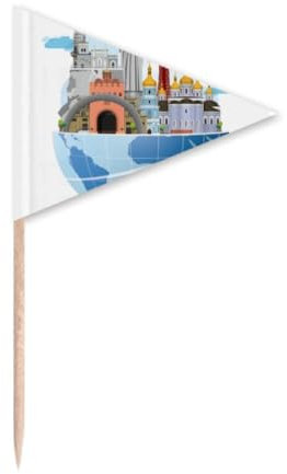 Landmark Travel Journey Ukraine Plane Toothpick Triangle Cupcake Toppers Flag