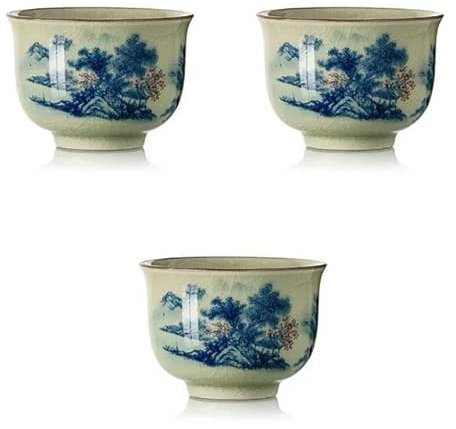 LAMPPE Set da tè Gaiwan Apertura in Ceramica Gaiwan per zuppiera da tè Tazza da tè Ciotole da tè Cinesi Set da tè Chawan Blu Vintage