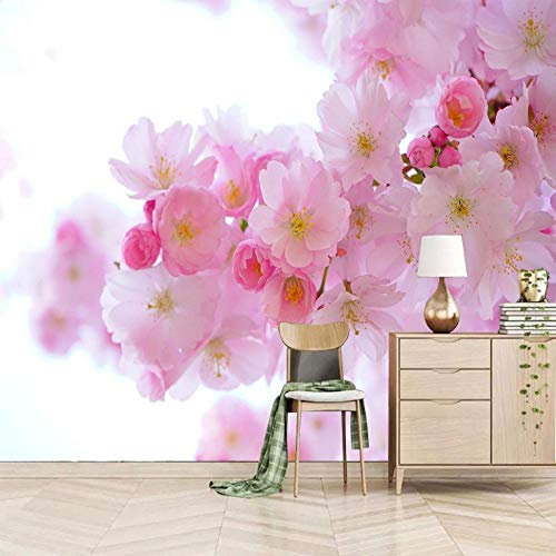 Flor De Cerezo Papel De Pared Rosa Papel Tapiz 3D Fondo De Pared Patrón De Pared Papel Tapiz Panorámico Pared Pintado Papel Tapiz 3D Decoración Dormitorio Fotomural Sala Mural-430cm×300cm