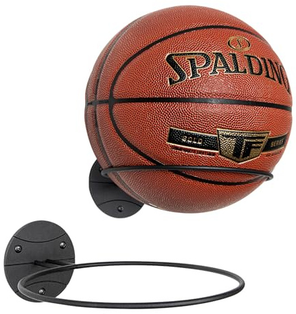 PUERSI 2 Pezzi Porta Palloni da Muro,Supporto Pallaone da Pallacanestro, Porta Palla da Basket Muro per Palline per Basket, metallo nero