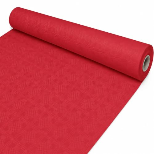 DeinPack 1x Tischdeckenrolle 1 m x 50m rot Damast Einweg-Tischdecke Gastro