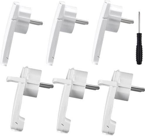 WIYETY Lot de 6 fiches coudées plates avec contact de protection 250 V 16 A, fiche Schuko plate coudée pour câble jusqu'à 3 x 1,5 mm²