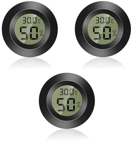 Okaywork Termómetro - Termometro digital casa, mini higrómetro, mini termómetro higrómetro, mini higrómetro digital, termómetro ambiente, termómetro redondo. -50°C~+70°C (paquete de 3)