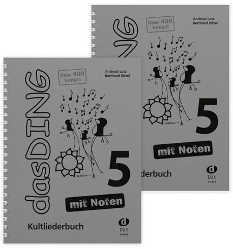 2 x Das Ding mit Noten Band 5 – Kultsångbok – av Bernhard Bitzel/Andreas Lutz sångbok med spiralbindning DIN A4 (dubbelpack)