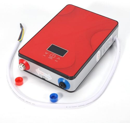 Electric Tankless Instant Hot Water Heater Boiler For Kitchen Bathroom Caravan(Red)