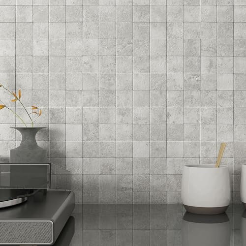 M MOFIT Lot de 5 autocollants de carrelage en marbre - Autocollants imperméables pour murs de cuisine, salle de bain - Gris