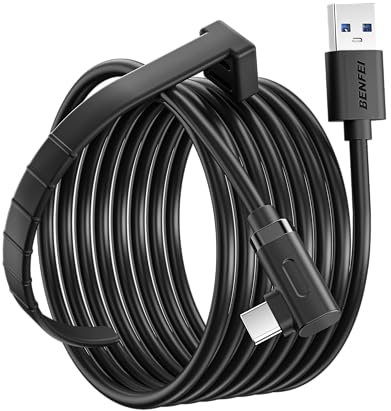 BENFEI Link Kabel 5M Kompatibel mit Oculus/Meta Quest 3S/3/2/1/Quest Pro und Pico 4/PC Steam VR Zubehör, High Speed PC Datenübertragung, USB 3.0 zu USB C Kabel für VR Headset und Gaming PC, Schwarz