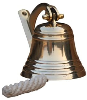 Cloche en laiton antique de qualité marine à suspendre pour bateau, parfaite pour dîner, intérieur, extérieur, école, bar, réception, 15,2 cm